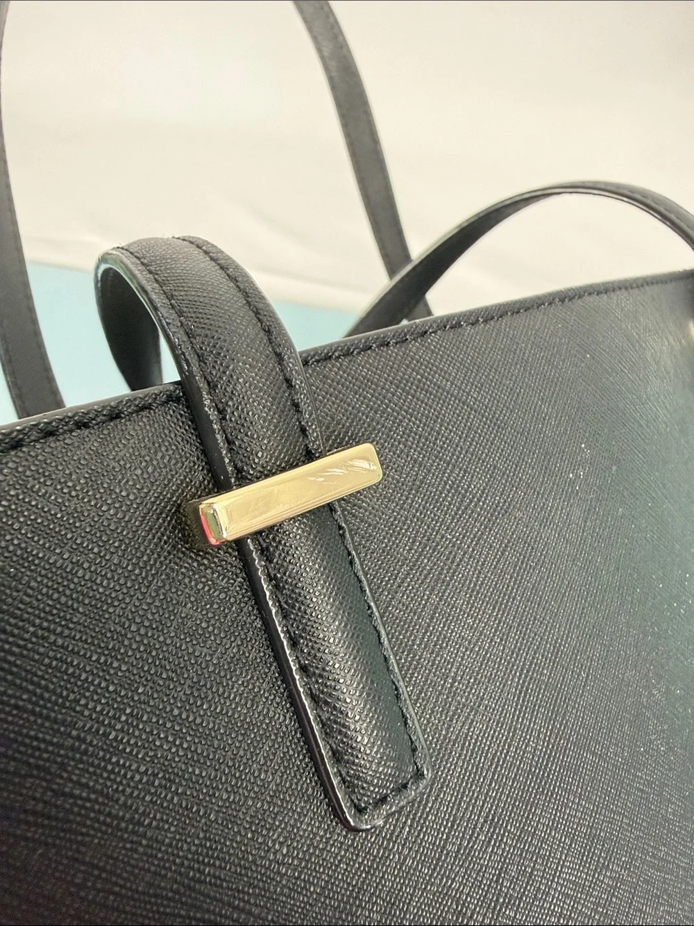 kate spade Cedar Street Black Saffiano Leather Tote with Gold Logo
